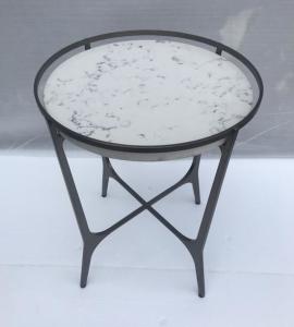 Wholesale Stone top Antiique bronze finish metal side table/end table/coffee table for 5-star hotel bedroom from china suppliers
