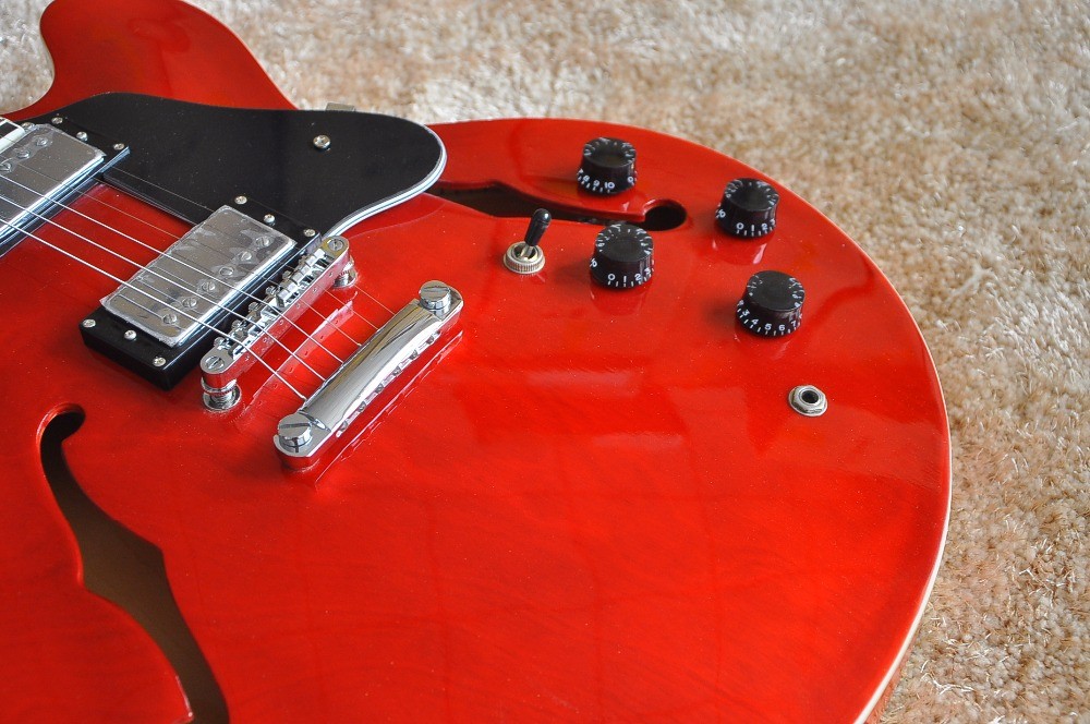 Factory supply Red G es335 electric jazz guitar semi-hollow arched top ES 335 jazz guitar