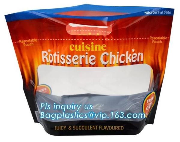 Resealable Grease Proof Bags, Grilled Chicken Bag, Stand Up Roasted Packaging,