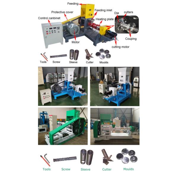 Single / Twin Screw Floating Fish Feed Extruder Machine 30-40 Kg/H