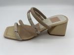 Python Print Ladies Soft Leather Sandals Lt Tan / Off White Cute Peep Toe