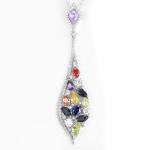 Elegant Long Teardrop Zircon Pendant Sterling Silver Gemstone Jewelry For Ladies