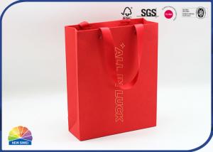 Wholesale Gold Stamping Logo Paper Gift Bag Bright Red Color For Holiday Gifts Packaging from china suppliers
