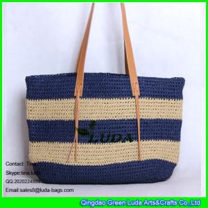 Wholesale LUDA women summer fresh paper straw bucket bag striped crochet beach tote bag from china suppliers