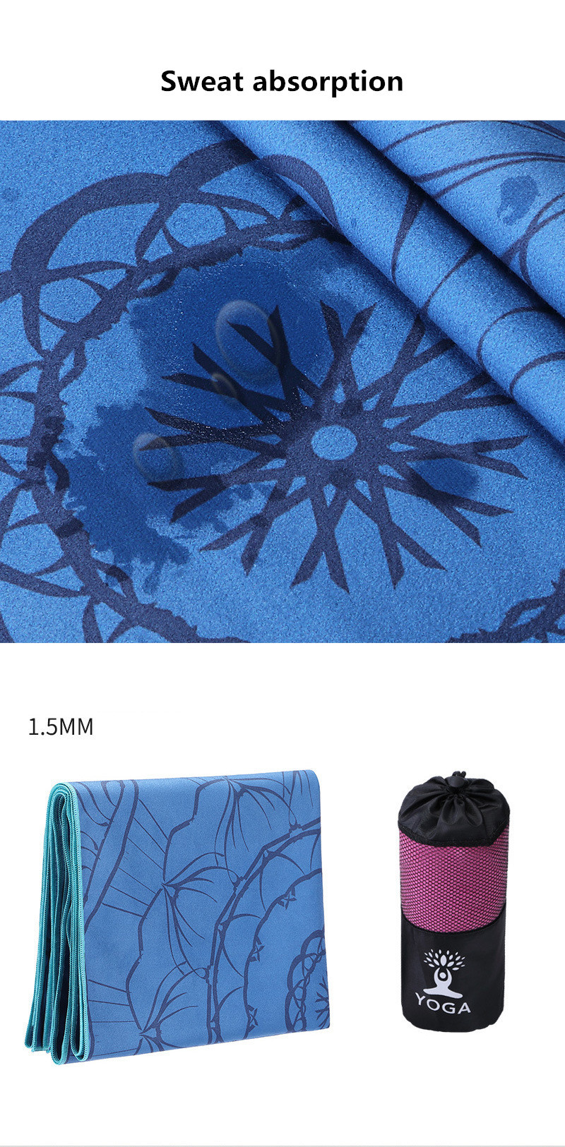 16 Patterns Printed Yoga Towel 185X63cm Microfiber Cover Yoga Mat Towel
