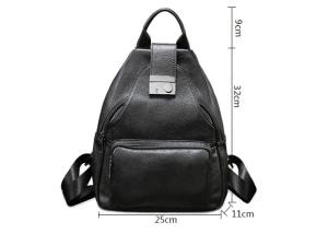 Wholesale Casual Vintage Large Womens Backpack Bags , Lady Solid School Black Leather Rucksack from china suppliers