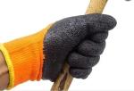 7 Gauge Black Crinkle Latex Coated Gloves Half Coated