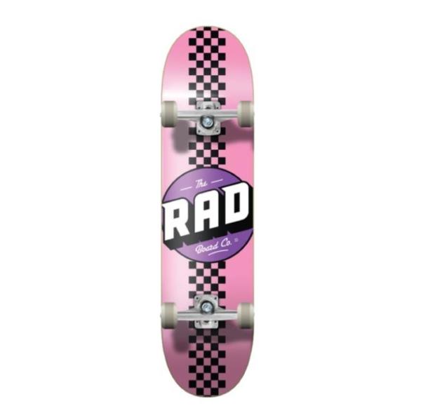 YOBANG OEM RAD Wheels Checker Stripe Pink / Black Complete Skateboard - 7.75" x