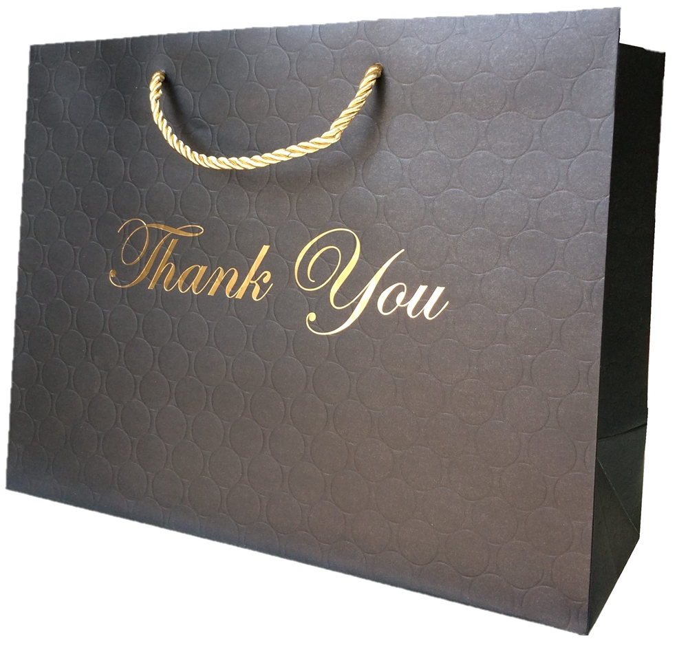 Large Luxury Custom Black Shopping Paper Bags For Gift Packaging Jewelry Clothes Boutique