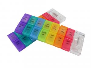 China Weekly 7 Days Pill Organizer AM/PM Detachable Pill Box With Cutter on sale