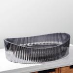 Smooth Finish Glass Wash Basin With Center Drain Location For Public Restrooms