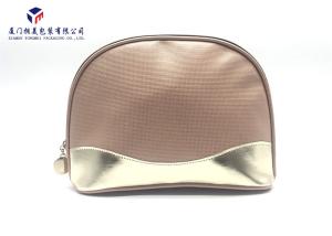 Wholesale Semicircular Shape Leather Cosmetic Bag Black Oxford Cloth Lining Materials from china suppliers