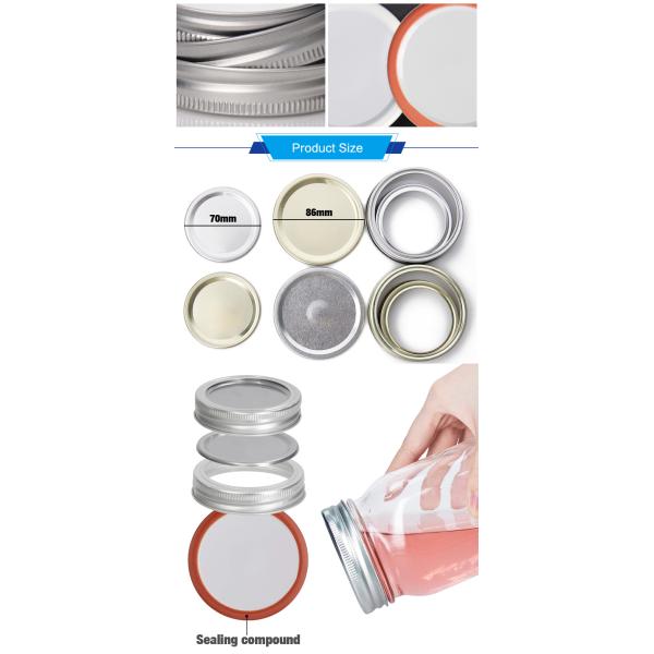 Customized Shape 70mm 86mm Bulk Regular Silver Tinplate Lug Caps for Home Canning