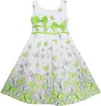 Kid Girls Dress Rose Flower Double Bow Tie Party Sundress Summer Children'S