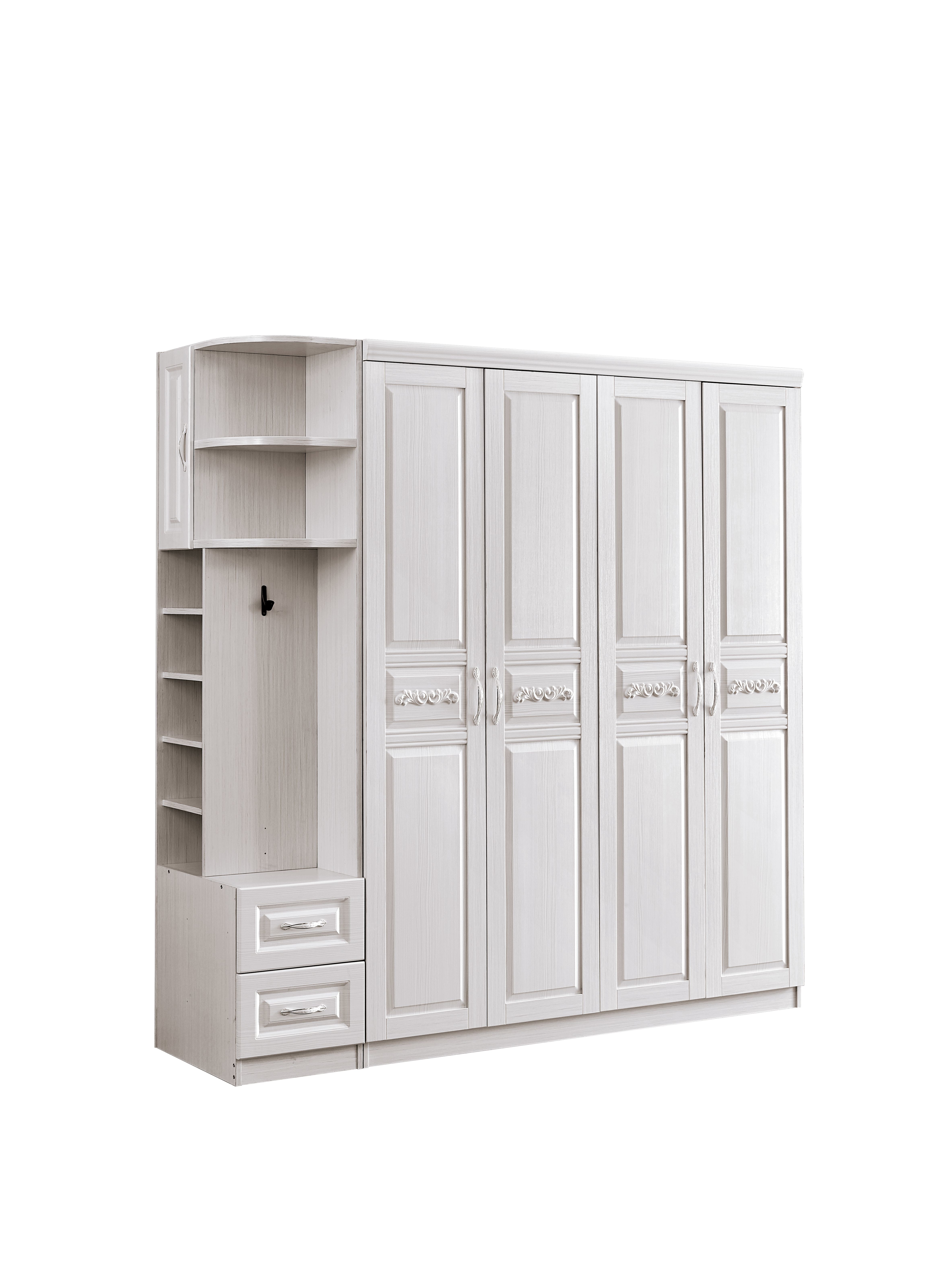 Dustproof White Wood Armoire Wardrobe
