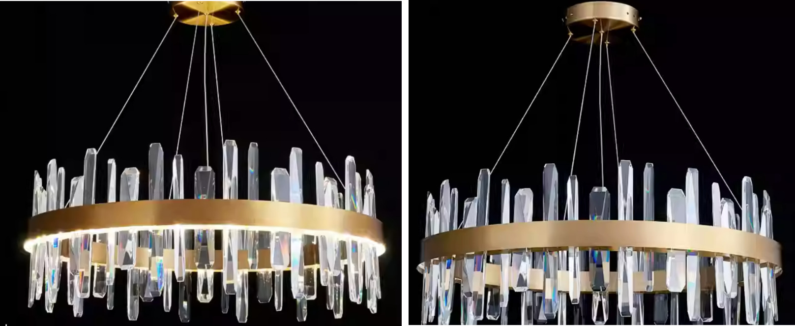 Round Shape Chandelier Crystal Ceiling Light Fixture With Metal Ceiling Plate