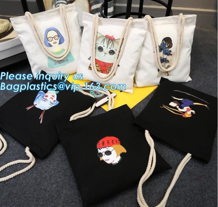 customized professional wholesale tote bag cotton canvas bags,Colorful pattern heat transfer printing custom canvas bag