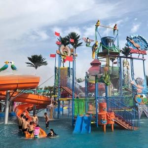 Wholesale Multicolored Splash Water Playground Aqua Park Equipment 45KW With Kids Slide from china suppliers