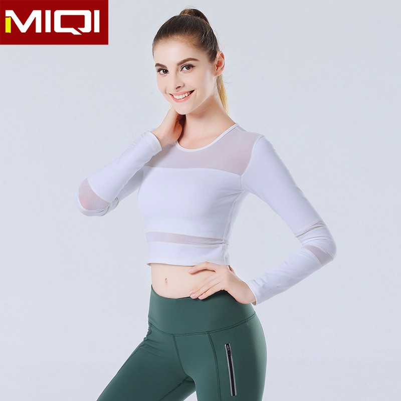 305gsm Women White Yoga Long Sleeves