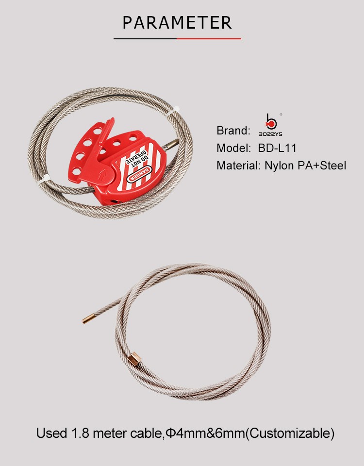 1.8 Meter Adjustable Cable Lockout With 6 MM Anti UV PVC Outer Layer