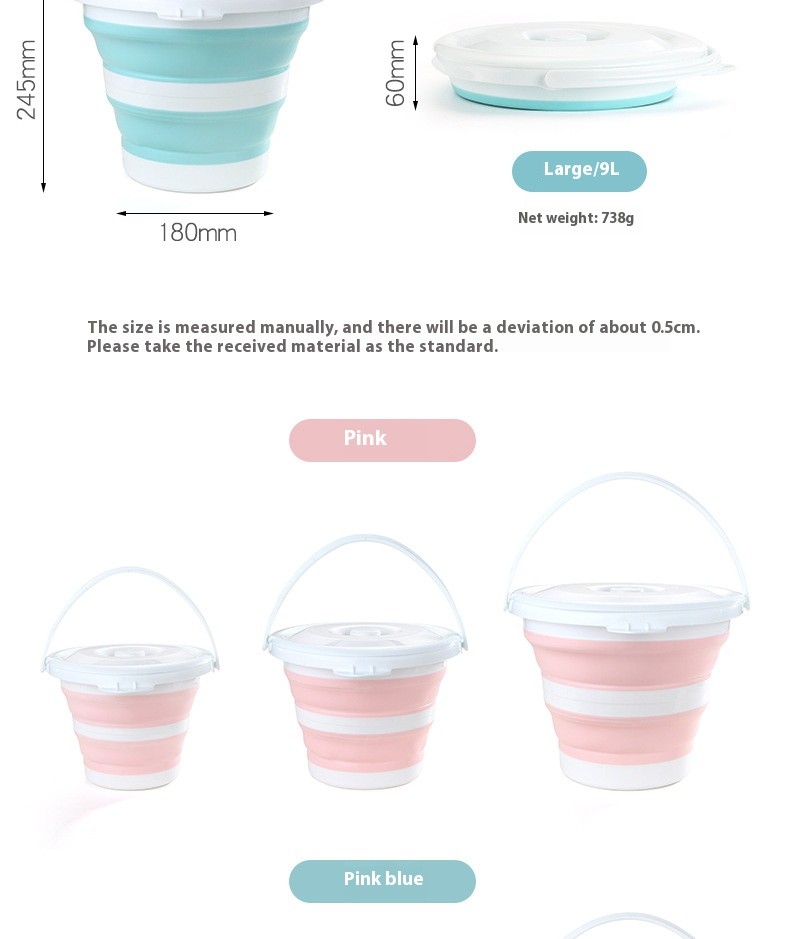 Portable Foldable Plastic Bucket Lightweight Design Easy To Store