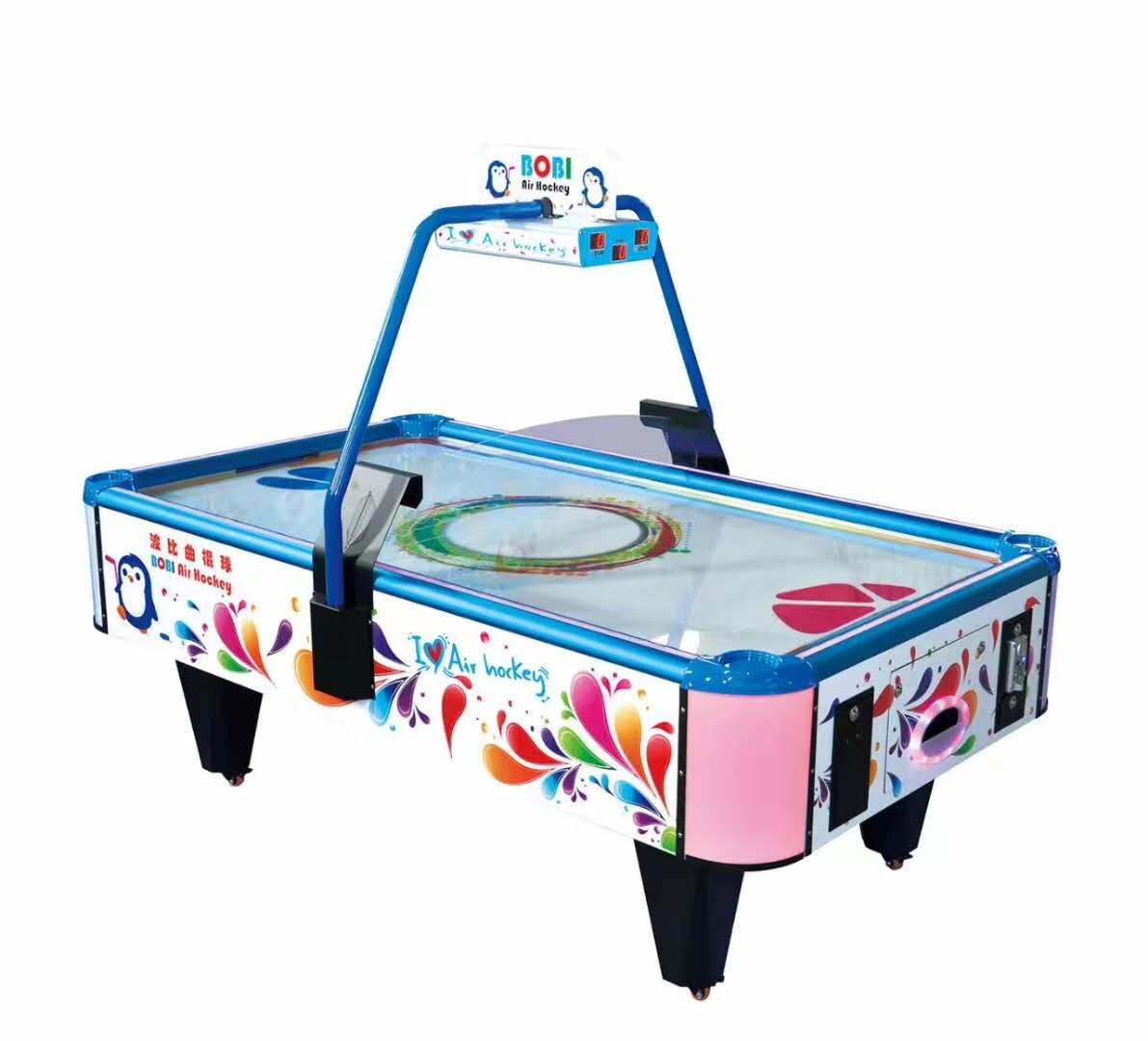 Hockey Star Arcade Style Air Hockey Table , Fiberglass 4 Player Air Hockey Table