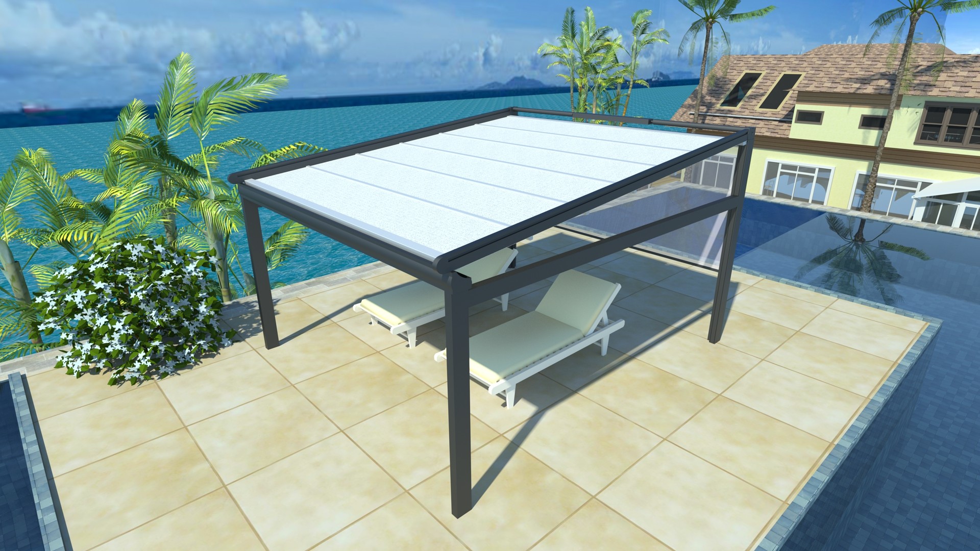 Aluminium Retractable Awning Customized Screen Pergola With Led Lights