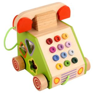 Wholesale Geometric Shape Wooden Landline Phone For Cognitive Development from china suppliers
