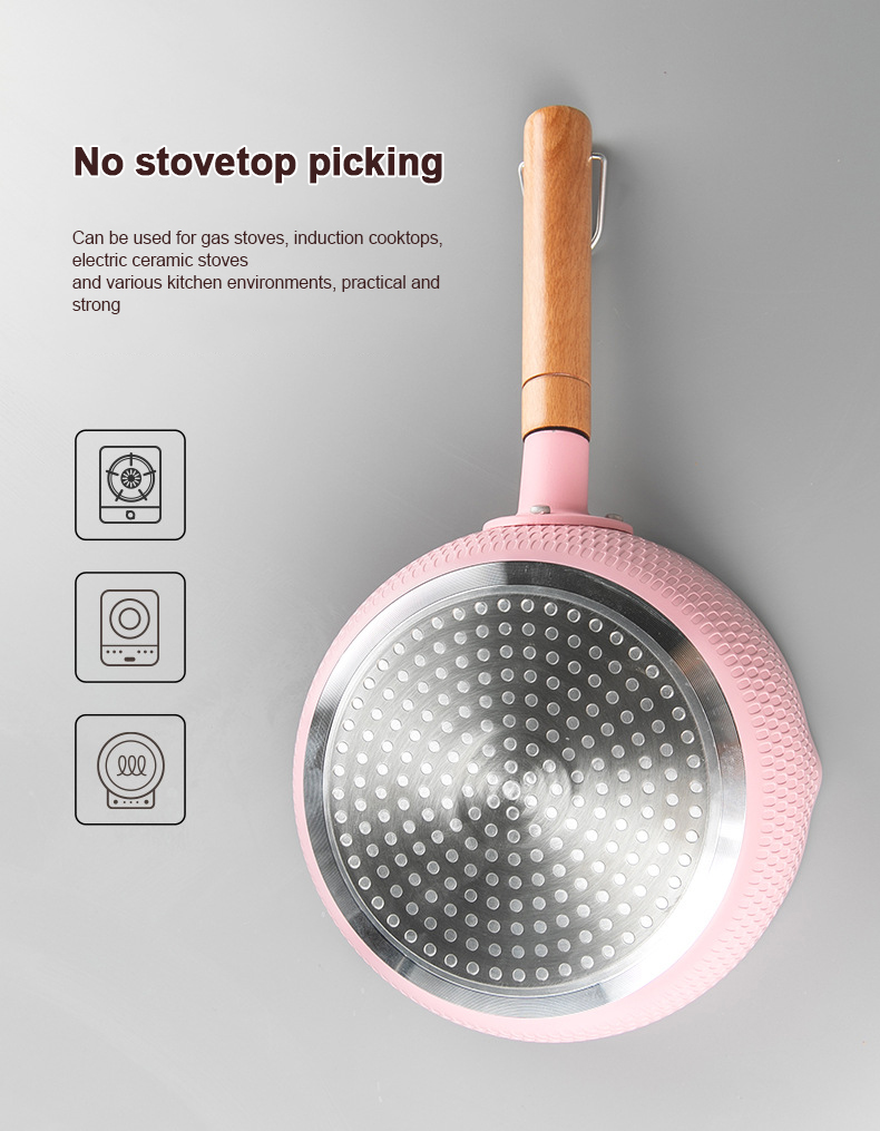 Kitchen Multi Coloured Small Cooking Pots With Wooden Handle
