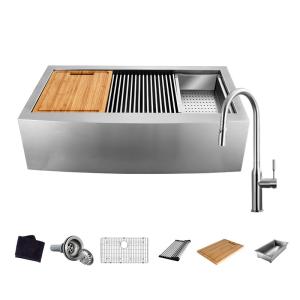 Wholesale 30X22 Inch Kitchen Workstation Sink Single Bowl Ledge Apron 304 Stainless Steel from china suppliers