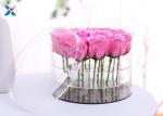 Crystal Clear Round Acrylic Flower Box 9 Holes For Rose Display Durable