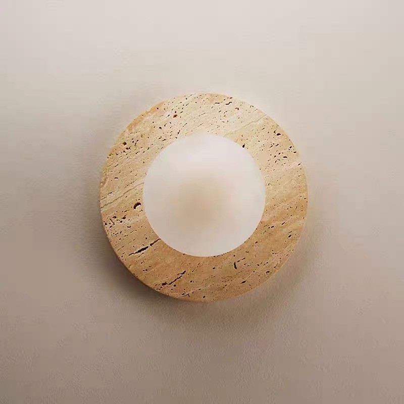 White marble led round and long and plating gold wall lamp for hotel