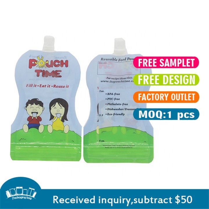 Custom Printed ECO Friendly Biodegradable Foil Stand Waterproof Liquid Pouch with Spout