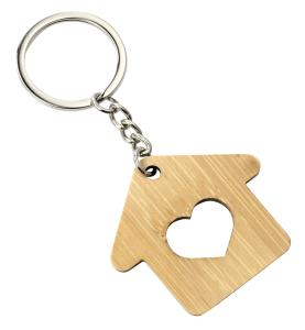 Wholesale Natural Wooden House Keychain Ring Metal Pendant Bag Gift from china suppliers