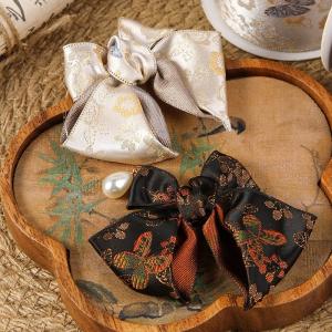 Wholesale Style Single-Sided Butterfly Flower Embroidery Edging Satin Ribbon Handmade Bow Headband Hair Clip Accessories Flower Ties from china suppliers