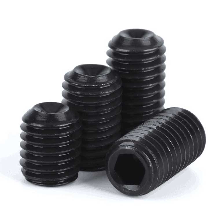 Black Oxide Finish High Strength Hexagon Socket Set Screw with Concave End Headless Machine Screw