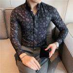 Breathable Black Long Sleeve Regular Fit 100% Cotton Slim Fit Mens Floral Print