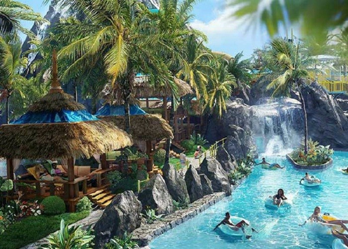 Outdoor Water Park Lazy River , Holiday Resorts Spa Lazy River Around House