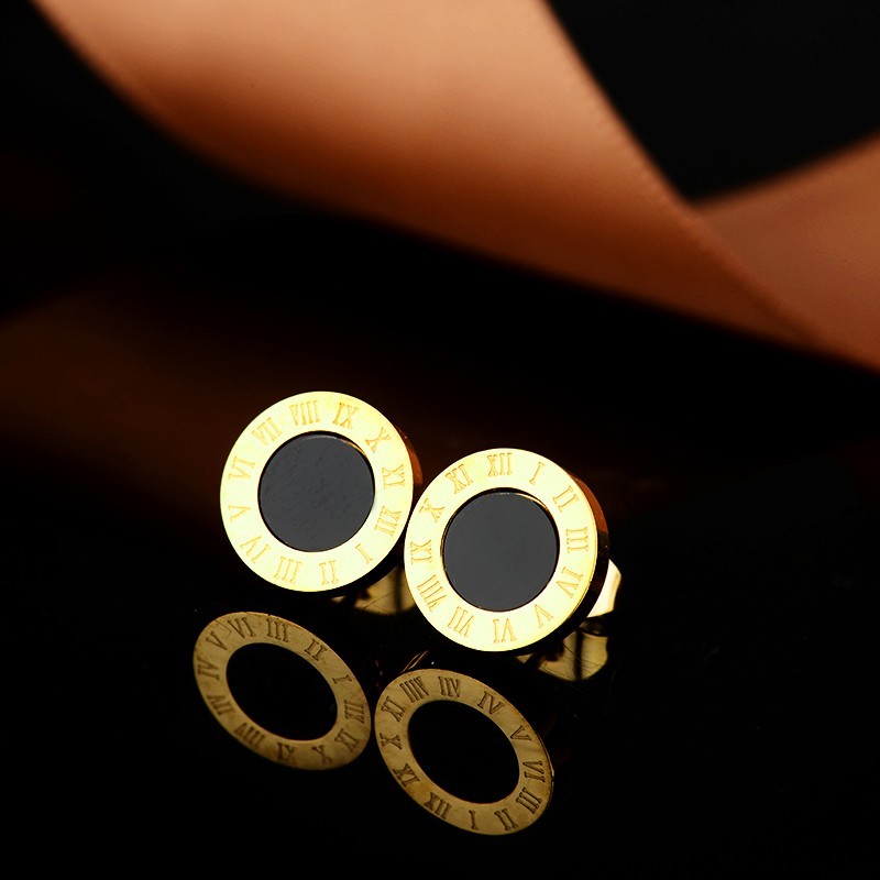10mm Stainless Steel Gold Plated Arabic Number Stud earring for Women