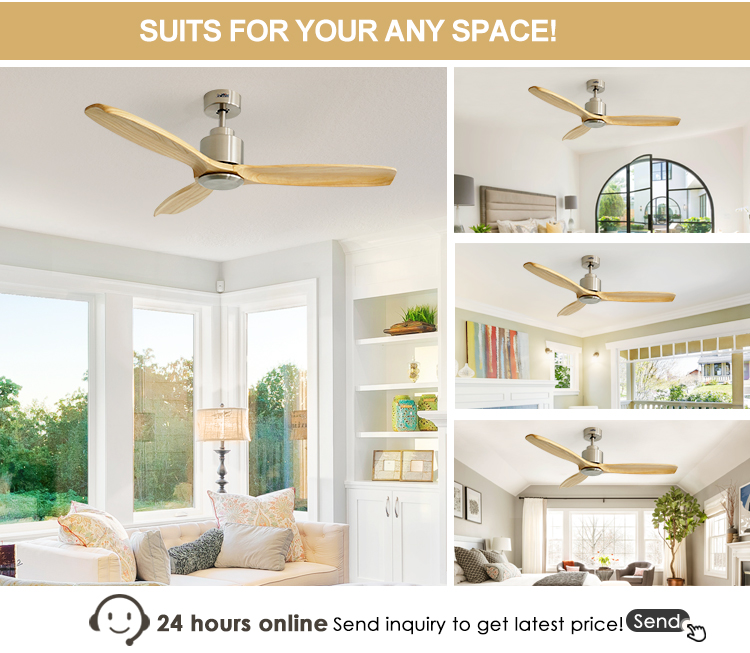 Solid Wood Blades DC Ceiling Fan with Large Airflow Class A Energy Efficiency Rating