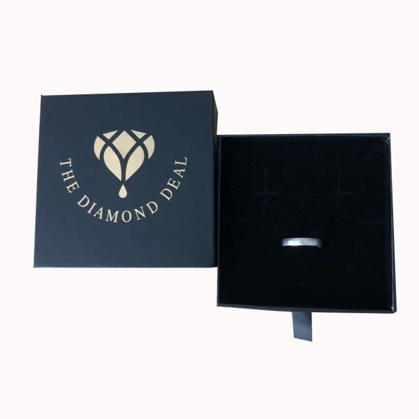 Custom Logo Printed Black Cardboard Jewelry Gift Box for Bracelets Earrings and