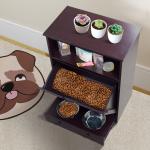 P2 Grade MDF Wood Pet Feeding Station With Storage Modern Pet Furniture
