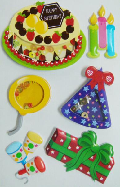 Colored Birthday Cake 3d Birthday Stickers , Personalised Kids Stickers