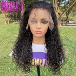 Pre Plucked Natural Water Wave Human Hair Lace Frontal Wigs with Baby Hair