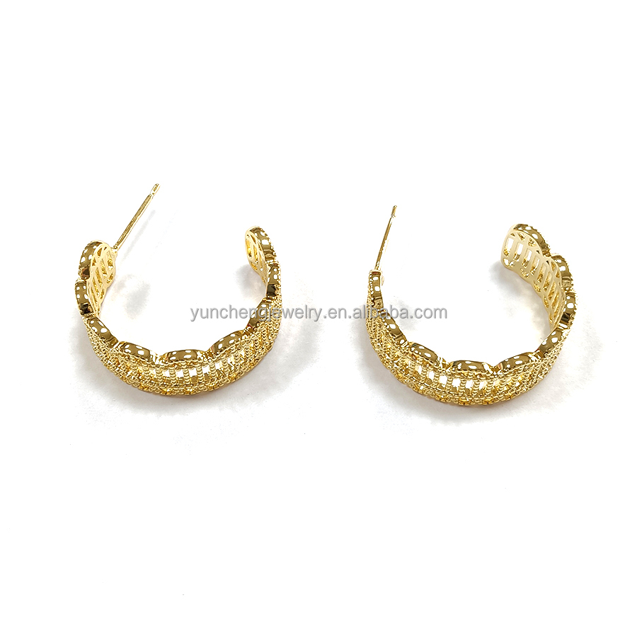 ODM Copper Alloy Medium Hoop Earrings 14k Gold Hoop Earrings Medium