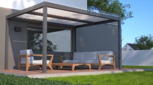 Wholesale Retractable Roof Composite Wood Pergola Aerospace-Grade 6061 Aluminum Frame And Galvanized Steel Roof For Outdoor Living from china suppliers