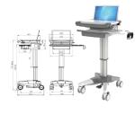 Hospital Notebook Rolling Desktop Computer Cart , ABS Mobile Laptop Cart Medical