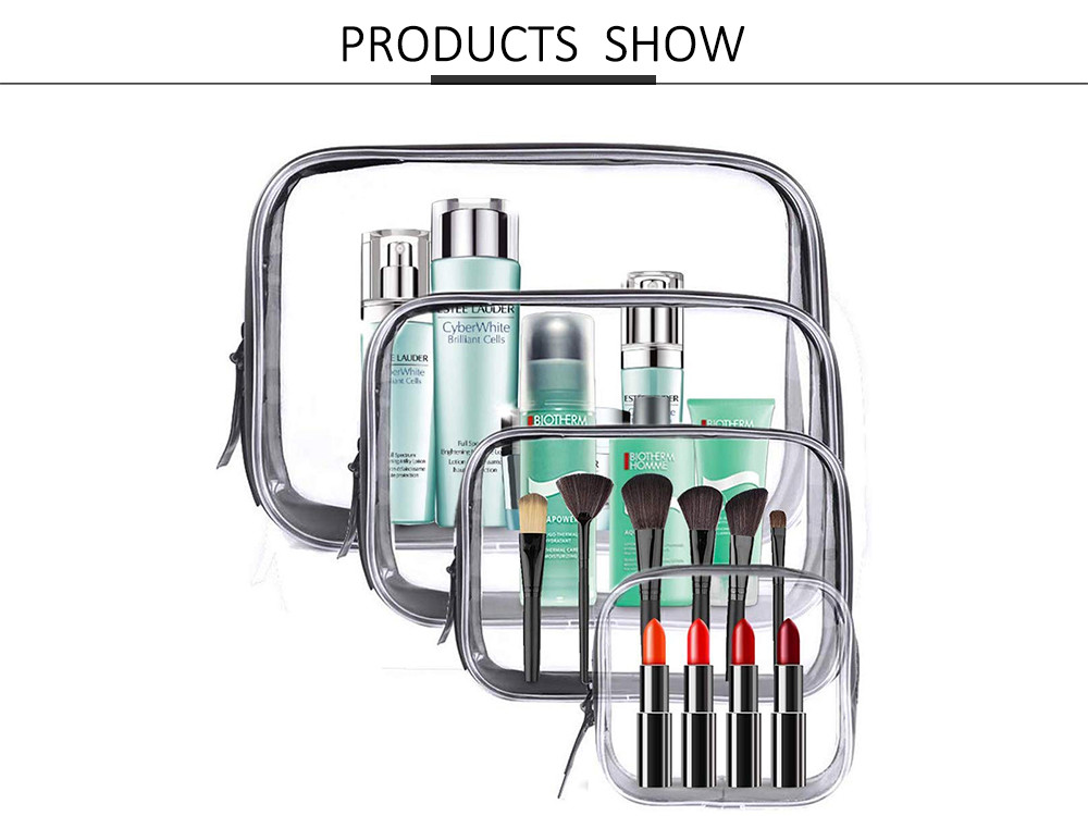 4 Pcs Waterproof PVC Zippered Carry Portable Makeup Organizer Bag Set