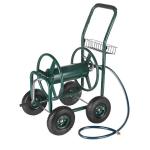 Green Garden Water Hose Reel Cart Anticorrosive For Outdoor Tool Storage