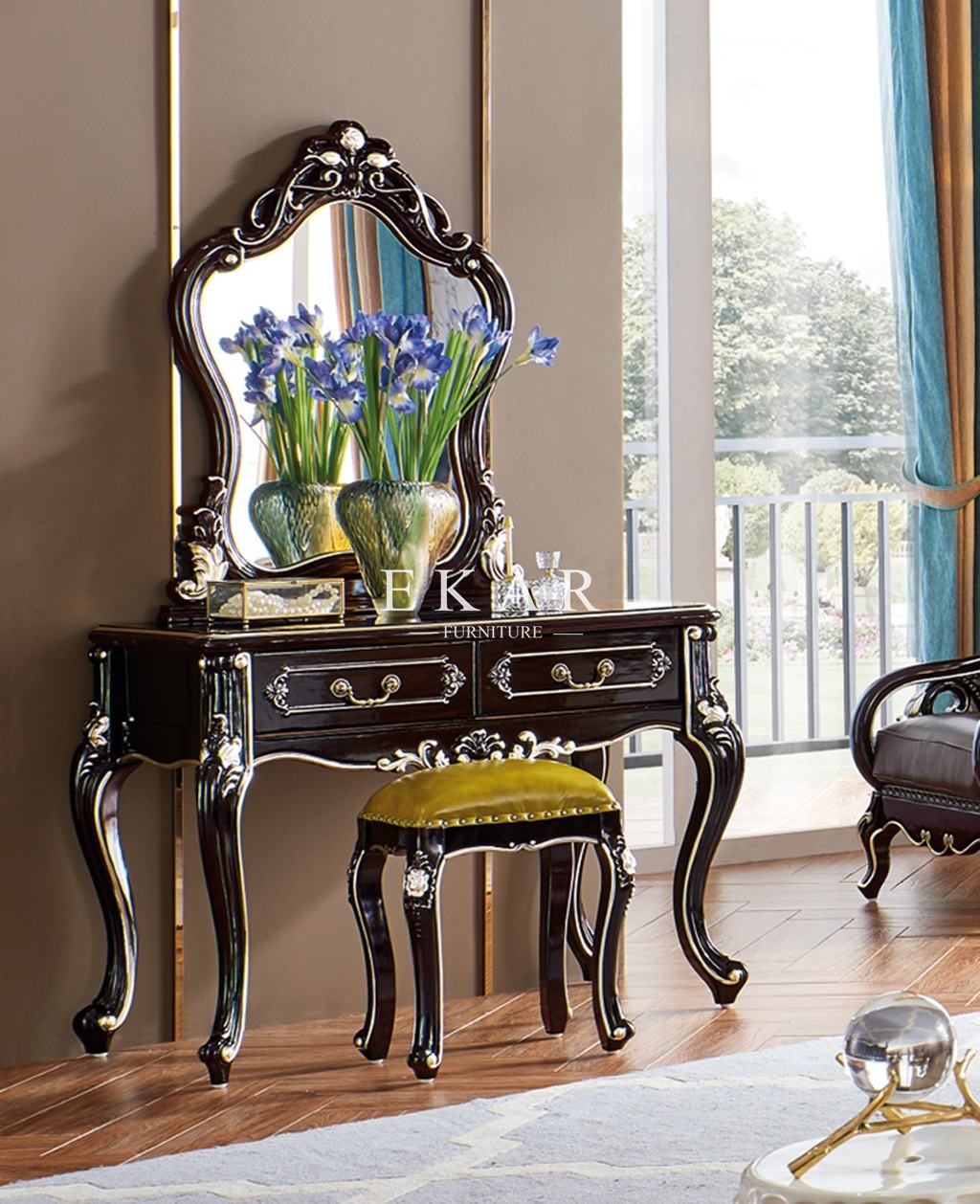 Luxury Antique Bedroom Makeup Wooden Dresser OY-ZT02
